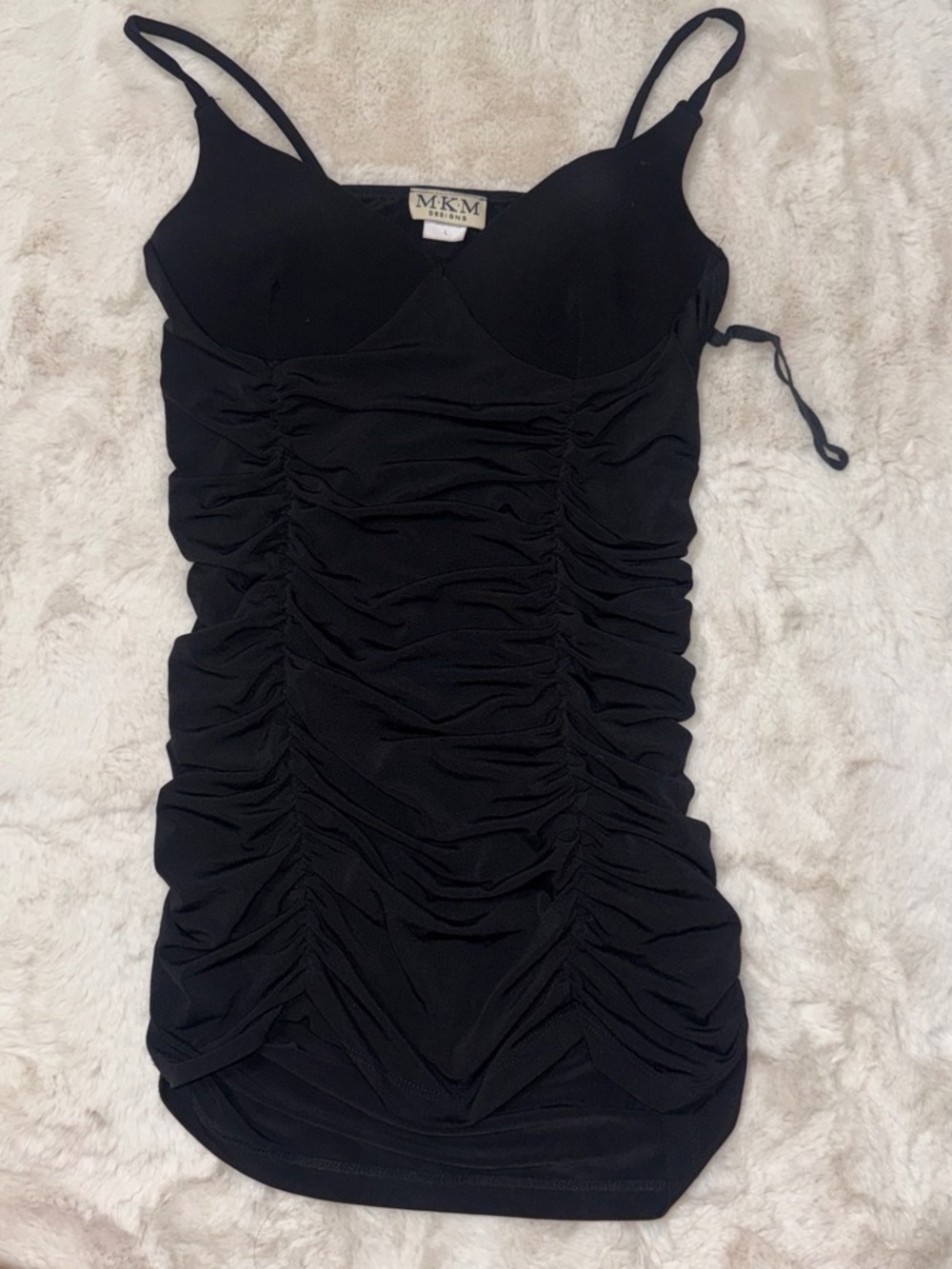 MKM Designs Black Ruched Spaghetti Strap Dress